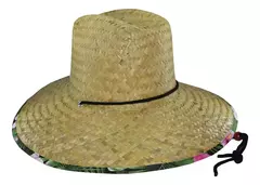 Capelina Sombrero Curva De Paja Bajo Ala Estampada