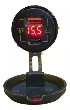 Cargador Empotrable Auto Usb + Usb C Voltímetro Amperimetro