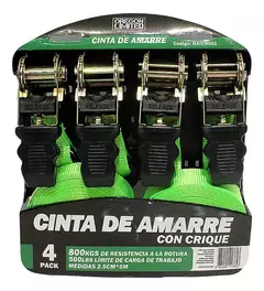 Cinta De Amarre Con Criquet 1 X 5 Mts 800 Kg X 4 - comprar online