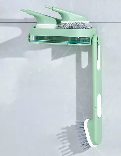 Set de 3 cepillos multifuncionales intercambiables con estante organizador