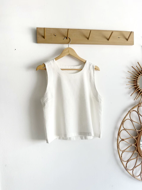 Musculosa Celine Lino Blanco - comprar online