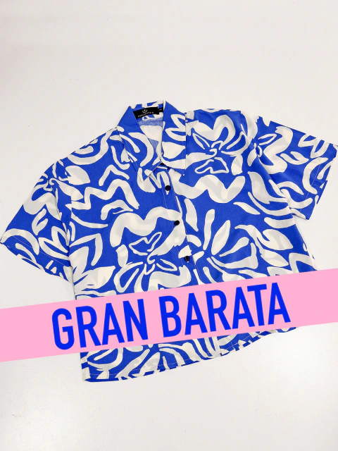Camisa CROP BLUE talle DOS (falta estampa)