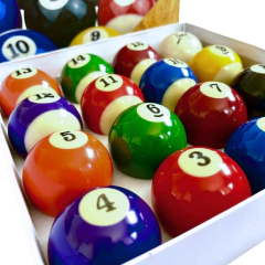 Jogo 16 Bolas Bilhar Pool Num Faixadas 50 mm - Rei dos Tacos - Rei dos Tacos