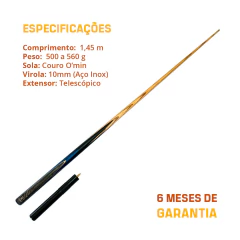 Imagem do Taco de Sinuca Inteiro Ash Omin Gunman G1W 1,45 m 9.5 mm