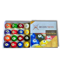 Jogo 16 Bolas Bilhar Pool Num Faixadas 50 mm - Rei dos Tacos na internet