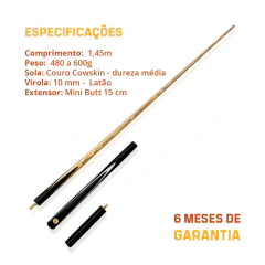Imagem do Taco Sinuca 3/4 Ash Rei dos Tacos Classic C4A 1,45m 10,5 mm + Case Tubular