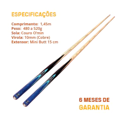 Taco de Sinuca Inteiro Ash Omin Gunman G1Z 1,47 m 10 mm - comprar online