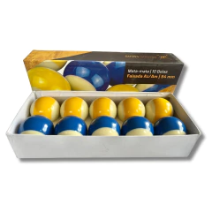 Jogo 10 Bolas Bilhar Sinuca Mata-mata 54 mm Faixa Am/Az RDT