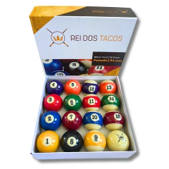 Jogo 16 Bolas Bilhar Pool Num Faixadas 54 mm - Rei dos Tacos