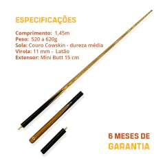 Taco Sinuca 3/4 Ash Rei dos Tacos Classic C4B 1,45 m 11 mm - loja online