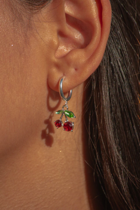 Argollas Cherry Silver (Par)