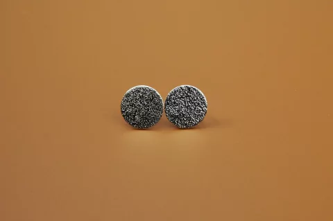 Orange Skin Earrings - 925 Silver - Textured Circles