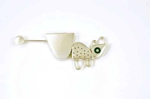 broche prendedor de plata 925 diseño modernista contemporáneo