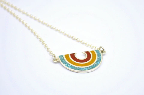 Colgante Rainbow - Plata 925 con Cadena - Turquesa Mostaza y Rojizo - comprar online