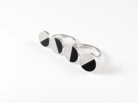 Double statement ring Sterling silver geometric minimal design ooak jewellery