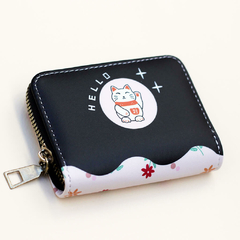 Tarjetero Billetera Gatito Maneki Neko Negro - Envío a partir del 10/4