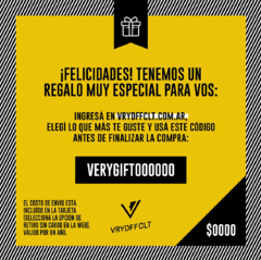 Gift Card Digital #VRYDFFCLT (código vía mail en el día y CON OPCIÓN DE ENVÍO para el canje: al importe que elijas para reglar, sumale el valor del envío de la mensajería en CABA o correo al resto del país) - comprar online