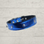COLLAR SIMIL CUERO AZUL METALIZADO CON RAYOS Y TACHAS (TALLE L)