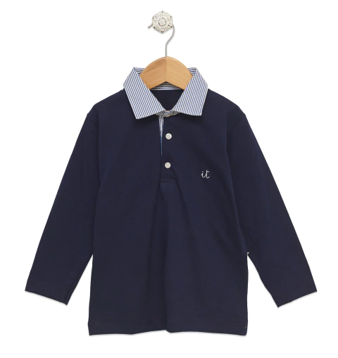 Chomba polito cuello combinado azul marino - comprar online