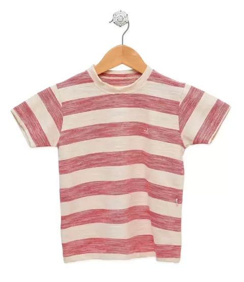Remera básica rayada roj y crudo - comprar online