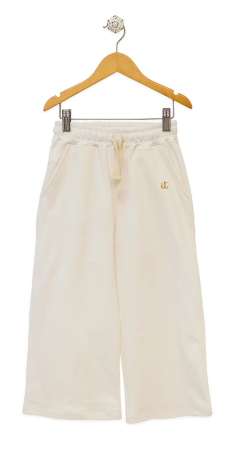 Pantalón ancho " Gema" rústico con logo dorado - comprar online