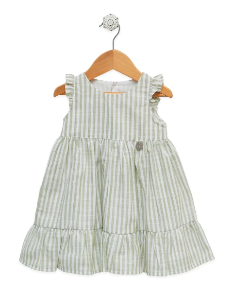 Vestido "Pancha" rayado verde y crudo