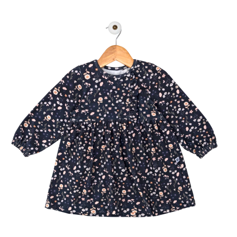 Vestido "Vera" flores rosas base azul