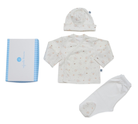 Set batita, ranita y gorro gatitos nougat