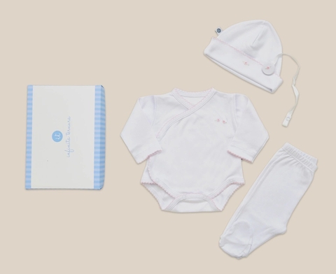 Set 3 piezas body bordado flores + caja - comprar online