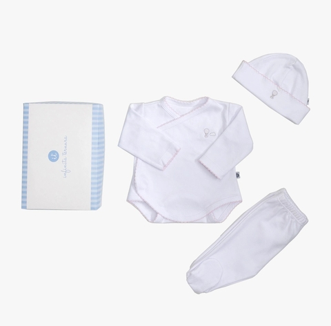 Set 3 piezas body bordado rosa +caja - comprar online