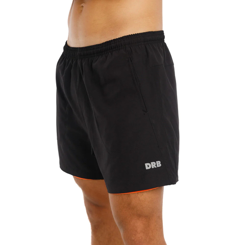 Short DRB Short Running Allen Negro Calza Naranja