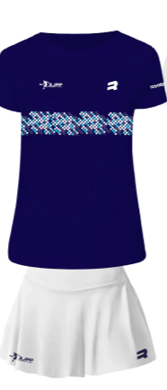 Conjunto Dama Royal Padel AJPP Azul Blanco Horizontal Paddle