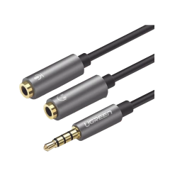 UGREEN Cable Divisor en Y / De 3.5 mm Macho a Dos Salidas de 3.5 mm Hembra / CTIA, TRS / Núcleo de Cobre / TPE / Longitud 20 cm / Ideal para Separar el Micrófono de los Auriculares 30619