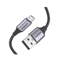UGREEN Cable USB-A a Micro USB / Nylon Trenzado / Tecnología de Carga Rápida QC, FCP Y AFC / Soporta QC 2.0, 3.0 / Transmisión de Datos hasta 480Mbps / Recarga Segura hasta 18W / Hasta 10,000 Flexiones / Tecnología de Carga Segura. 60146