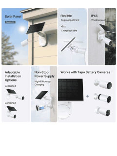 Tapo A201 Panel solar Energía Solar, Utiliza energía solar gratuita y limpia para proporcionar un suministro de energía constante para tus cámaras Tapo alimentadas por batería, Instalación Sencilla. #NovTP - comprar en línea