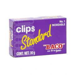 BACO Clip Baco Estándar #1 Galvanizado Paquete c/10 Cajas c/100 Clips c/u MOD: CL001 - comprar en línea