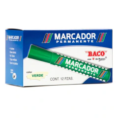 BACO MARCADOR BACO PERMANENTE PLASTICO VERDE C/12 MOD: MR014 - comprar en línea