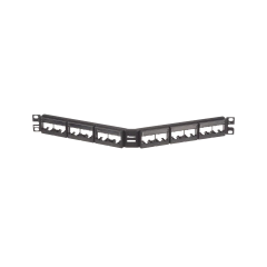 PANDUIT Panel de Parcheo Modular Mini-Com (Sin Conectores), Angulado, Sin Blindaje, Con Etiqueta y Cubierta, de 24 puertos, 1UR MOD: CPPLA24WBLY