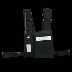 SYSCOM Pechera Universal Sin Logo con Soporte para Radio y Bolígrafo más Bolsa con Cinta Adherente para su Seguridad. MOD: CPP-SLG