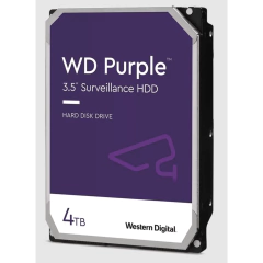 Western Digital (WD) Disco Duro WD Purple Surveillance / 4TB / SATA 6Gb/s / 3.5" / Tecnología AllFrame / 180TB año Workload / Soporte 64 Cámaras HD / 16 Bays / Componentes Anti-Corrosión / 3 Años Garantía MOD: WD44PURZ
