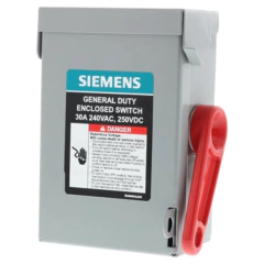 SIEMENS Interruptor de seguridad cerrado de doble ruptura. Interruptor de serie A, 2 polos, 2 hilos sin fusible, uso general. MOD: GNF221A - comprar en línea