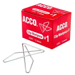 ACCO Clip mariposa no. 1 ACCO capacidad hasta150 hojas MOD: P1710 - comprar en línea