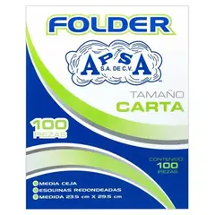APSA Folder verde APSA tamaño carta , paquete con 100 piezas MOD: L12FC - comprar en línea