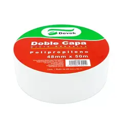 DEVEK Cinta doble capa DEVEK 48 mm x 50 m color blanco, cinta de polipropileno MOD: PDC104 - comprar en línea