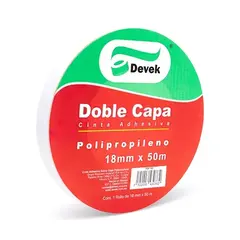 DEVEK Cinta doble capa DEVEK 18 mm x 50 m color blanco, cinta de polipropileno MOD: PDC103 en internet