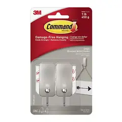 3M Gancho autoahesivo para interiores Command, Pequeño de Níquel, Pack 2 piezas MOD: 70009127237 on internet