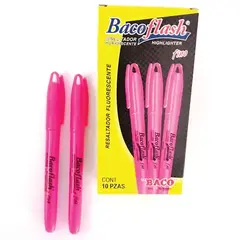 BACO LM-Resaltador de texto BACOFLASH punto fino color rosa caja con 10 piezas MOD: MR107