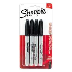SHARPIE Marcador fino permanente Sharpie negro con 4 piezas MOD: 1812757