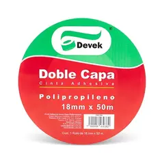 DEVEK Cinta doble capa DEVEK 18 mm x 50 m color blanco, cinta de polipropileno MOD: PDC103
