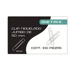 DIETRIX Clip niquelado Dietrix jumbo 50 milimetros con 100 piezas MOD: 2026